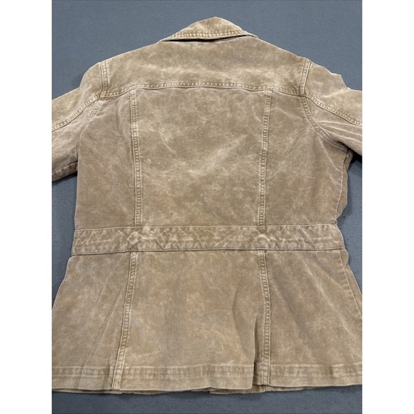 JACKET Women MEDIUM Tan Corduroy L/S METAL Button Up Trucker TAILORED WAIST - Picture 8 of 9